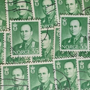 Stamp Art, Verde Chiaro, Re Olav V, 35 Ore, Norvegia, francobolli usati