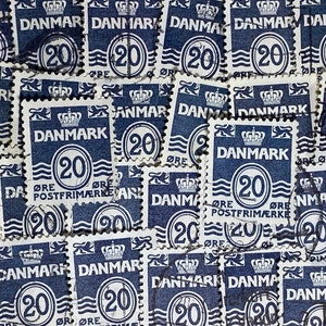 Stamp Art, Golvende Lijnen, 20 Ore, Denemarken, gebruikte postzegels