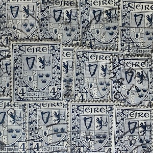 Arte de sellos, verde, 4 centavos, escudo de armas, Irlanda, sellos usados
