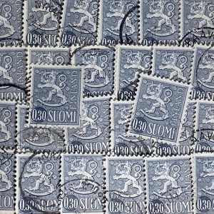 Stamp Art, Lion Coat of Arms, 0,30 marcos, Finlandia, sellos usados