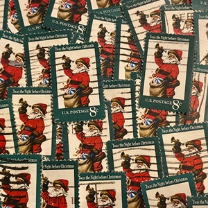 Stamp Art, Era a noite antes do Natal, Papai Noel, EUA, 8 centavos, selos usados