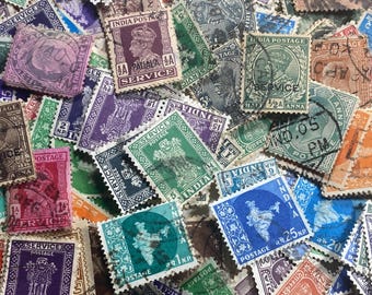 Vintage India Stamps - 100 Stamps Many duplicates 1930's - 1980's