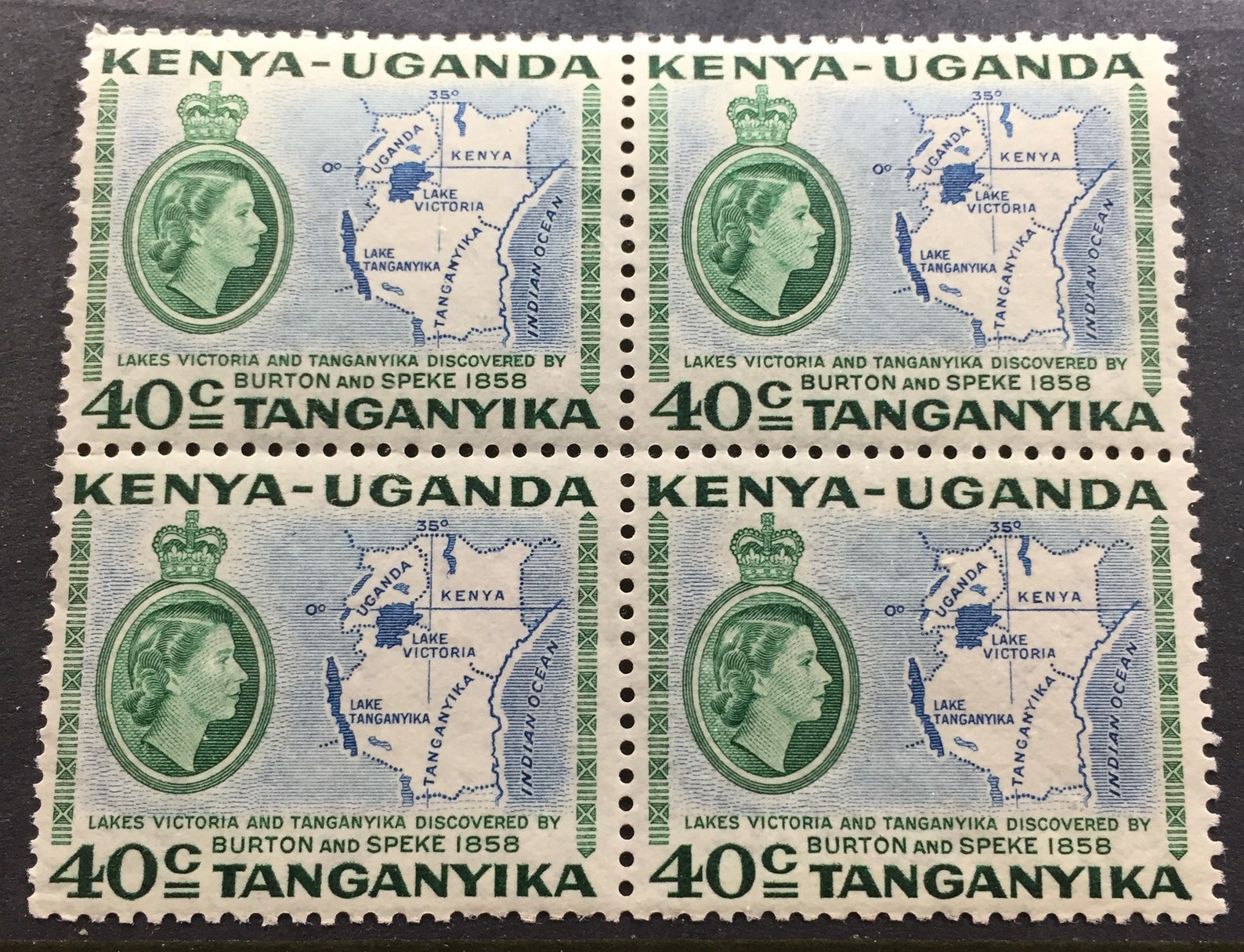 Kenya Uganda Tanganyika stamps 40 cent mint block Map of Etsy