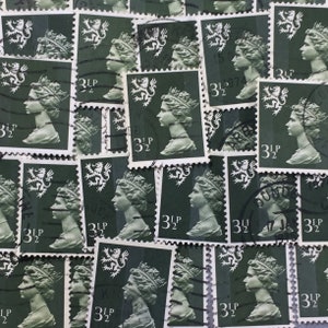 Stamp Art, olijfgrijs, koningin Elizabeth II, Machin, Groot-Brittannië, regionaal, gebruikte postzegels, 3,5 p