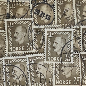 Stamp Art, Marrone, Re Haakon VII, 70 Ore, Norvegia, francobolli usati