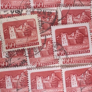Arte de sellos, rojo, castillo, Saros Patak, 60f, Hungría, sellos usados