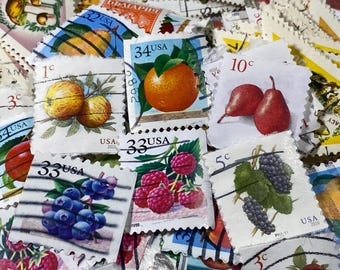 Vintage Topical Food, Fruit and Farming Stamps - 200 Used Stamps - many duplicates 1960's - 1990's