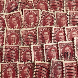 Stamp Art, Rouge, Roi George VI, Canada, timbres usagés, 3 cents