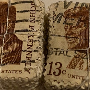 Stamp Art, Brown, JFK, John F. Kennedy, U.S. Postage, 13 cent, USA, gebruikte postzegels