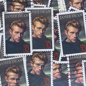 Stamp Art, James Dean, 32 Cents, USA, Large Used Stamps - Etsy