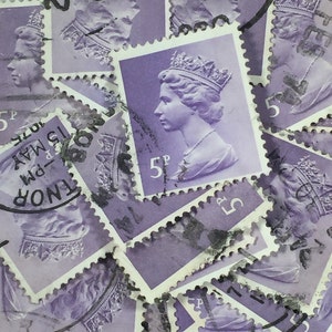 Stamp Art, Rainha Elizabeth II, Machin, selos usados, roxo