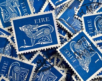 Stamp Art, Mythical Creatures, 1 cent, Eire, Ireland, Blue, used stamps