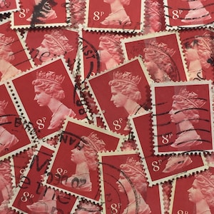 Stamp Art, Rosine, Queen Elizabeth II, Machin, Groot-Brittannië, gebruikte postzegels, 8 st