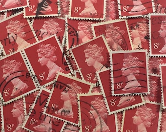 Stamp Art, Rosine, Queen Elizabeth II, Machin, Groot-Brittannië, gebruikte postzegels, 8 st