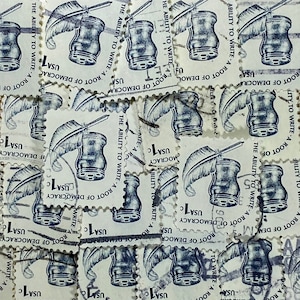 Stamp Art, The Aability to Write - A Root of Democracy, 1 Cent, USA, gebrauchte Briefmarken