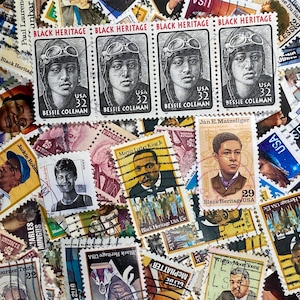 Vintage Black Heritage Stamps, Many duplicates, 100 Stamps