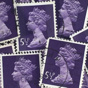 Stamp Art, Púrpura, Reina Isabel II, Machin, sellos usados, 5,5p