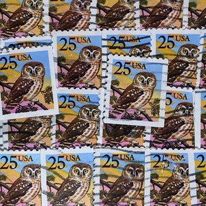 Stamp Art, Uil, 25 cent, VS, gebruikte postzegels