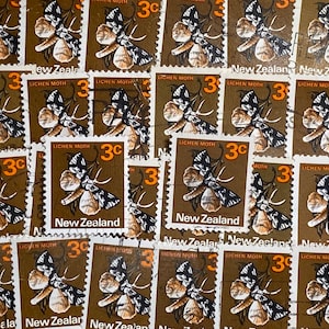 Stamp Art, Lichen Moth, 3 cent, Nieuw-Zeeland, gebruikte postzegels