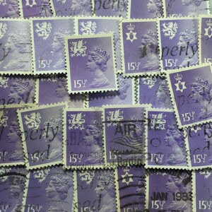 Stamp Art, Pale Violet, Queen Elizabeth II, Machin, Groot-Brittannië, regionaal, gebruikte postzegels, 15,5 p