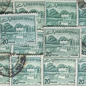 Stamp Art, Green, SHALIMAR GARDENS, 20 Paisa, Paquistão, grandes selos usados