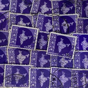 Stamp Art, Map of India, 15 np, Indien, gebrauchte Stempel
