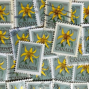 Stamp Art, bloem, 3 cent, Canada, gebruikte postzegels