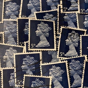 Arte de sellos, Azul Real, Reina Isabel II, Machin, sellos usados, 5d