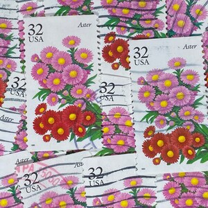 Stamp Art, Aster, Flor, 32 centavos, EE.UU., sellos usados