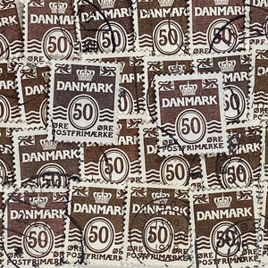 Stamp Art, Líneas onduladas, 50 Ore, Dinamarca, sellos usados