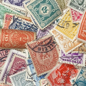 Sellos vintage de Austria - 50 sellos diferentes de los años 1920 - 1980