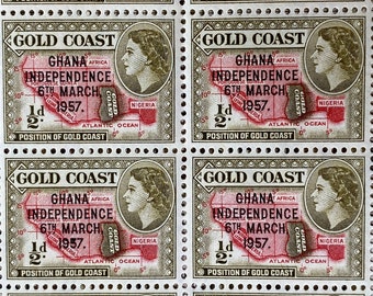 Gold Coast, Ghana, Red Gold, Queen Elizabeth II, .5d, mint stamps, block of 4