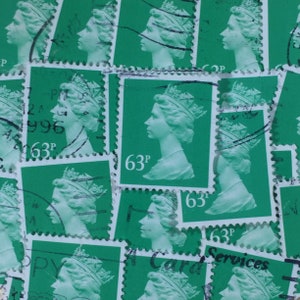 Stempelkunst, Light Emerald, Queen Elizabeth II, Machin, Großbritannien, gebrauchte Briefmarken, 63p