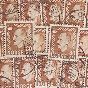 Stamp Art, Marrone, Re Haakon VII, 80 Ore, Norvegia, francobolli usati