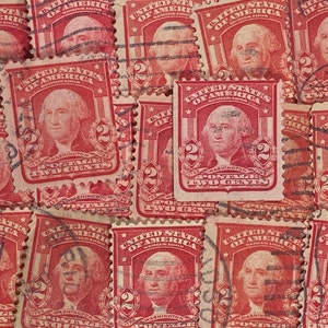 Timbres d'art, 1932, rouge, George Washington, 2 cents, États-Unis, timbres oblitérés