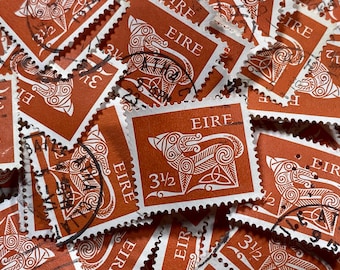 Stamp Art, Mythical Creatures, 3.5 cents, Eire, Ireland, Orange, used stamps
