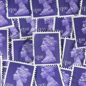Arte de sellos, violeta azulado, Reina Isabel II, Machin, Gran Bretaña, sellos usados, 1 libra