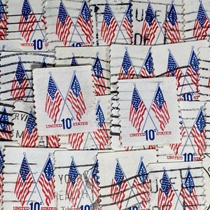 Stamp Art, Bandera de EE. UU., 10 centavos, EE. UU., sellos usados