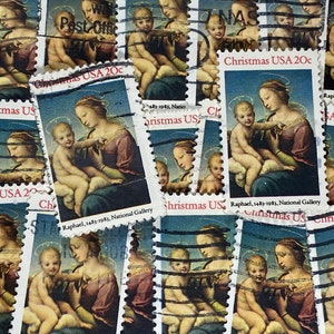 Stamp Art, Raphael, National Gallery, Navidad, 20 centavos, EE. UU., sellos usados