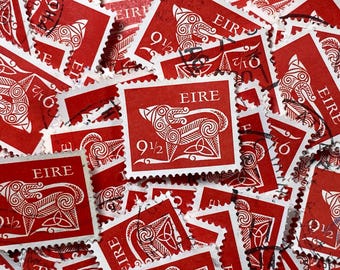 Stamp Art, Mythical Creatures, 9.5 cents, Eire, Ireland, Red, used stamps