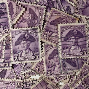 Art du timbre, Violet, George Washington, 3 cents, 1932, États-Unis, timbres oblitérés