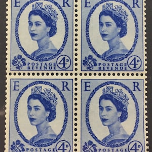 Sellos de la Reina Isabel II, 4 sellos de Gran Bretaña sin usar