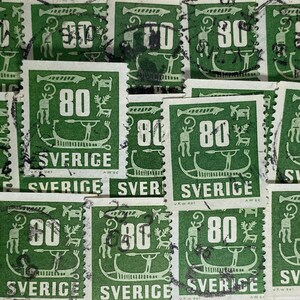 Stempelkunst, Hellgrün, Höhlenmalerei, 80 Ore, Schweden, gebrauchte Stempel