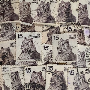 Stempelkunst, Weißer Tiger, 15np, Indien, gebrauchte Briefmarken