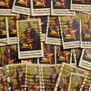 Stamp Art, Ghirlandaio, National Gallery of Art, Navidad, EE. UU., 1975, sellos usados