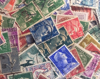 vintage France timbres - 50 timbres français différents des années 1800 à 1980
