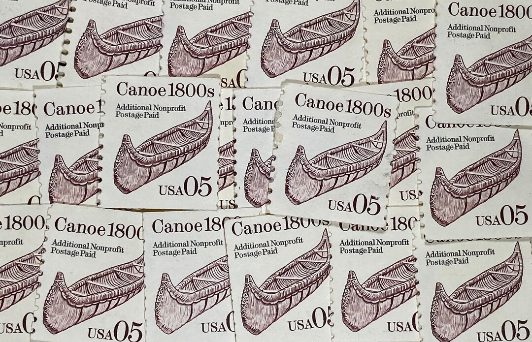 Stamp Art Canoe 1800's 05 Cents USA Used Stamps Etsy