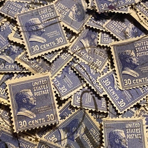 Stamp Art, Azul, Theodore Roosevelt, EE.UU., sellos usados