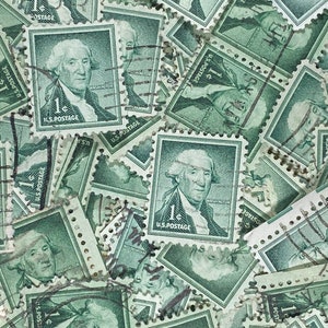 Stamp Art, Groen, George Washington, 1 Cent, VS, gebruikte postzegels