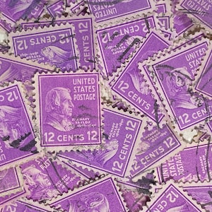 Sello artístico, morado, Zachary Taylor, franqueo de EE. UU., 12 centavos, EE. UU., sellos usados